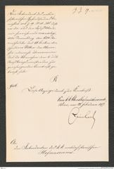 k.k. naturhistorisches Hofmuseum, Intendanzakten 1876-1884 (Hochstetter), Aktenzahl Z.19.a/1877, Seite 1